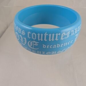 Blue Bangle Bracelet with White Lettering/Love/Couture